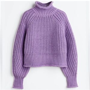 H&M Lavender Ribbed Turtleneck Cropped Sweater Size Large NWT